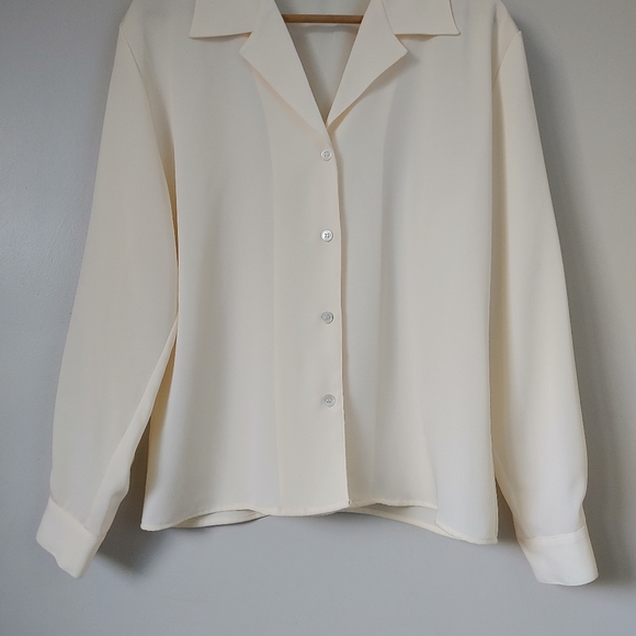 Vintage Ports International Blouse Button Up Collar Shirt Cream Size 8 - Picture 6 of 13
